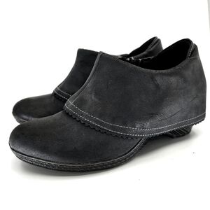 Dr. Scholl's Black Fold Over Faux Leather Ankle Booties EUC Womens Size 7 1/2